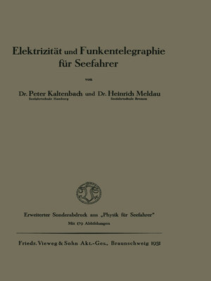 cover image of Elektrizität und Funkentelegraphie für Seefahrer